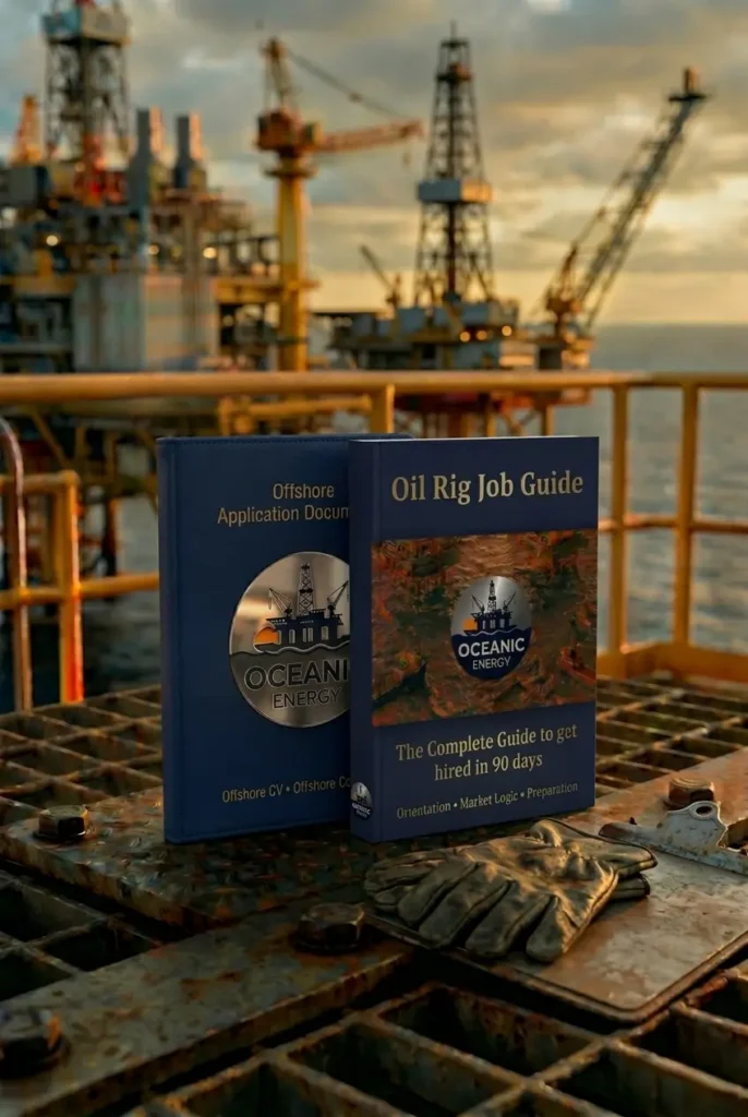 Out offshore guid bundle on a oil rig plattform in the sea