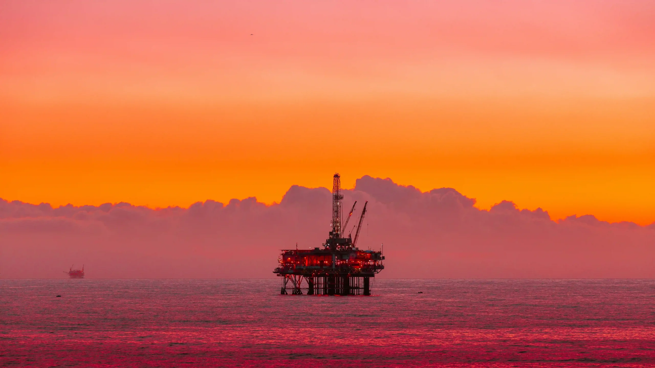 oilrig during sunset